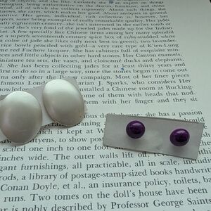 Elegant Purple Stud Earrings And Silver Earrings